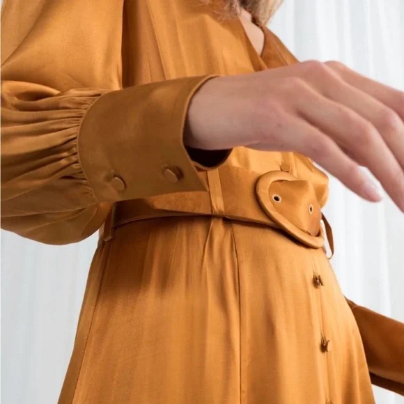 & Other Stories Belted Satin Dress - Picture 2 of 5